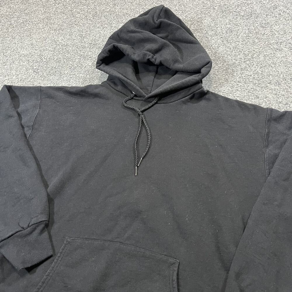 Hanes Hoodie Mens Medium Black Blank Pullover Sweatshirt Hooded Pockets